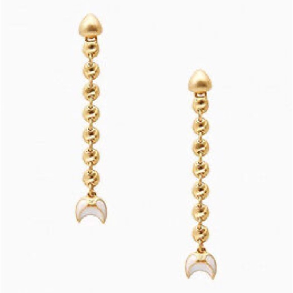 New Stella & Dot Trevally 2 in 1 Drop Earrings | Gold | White | Crescent Moon